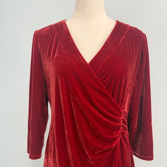 Soft Surroundings Women’s Velvet Hyannis Dress Red Dahlia Size L - Picture 2 of 10